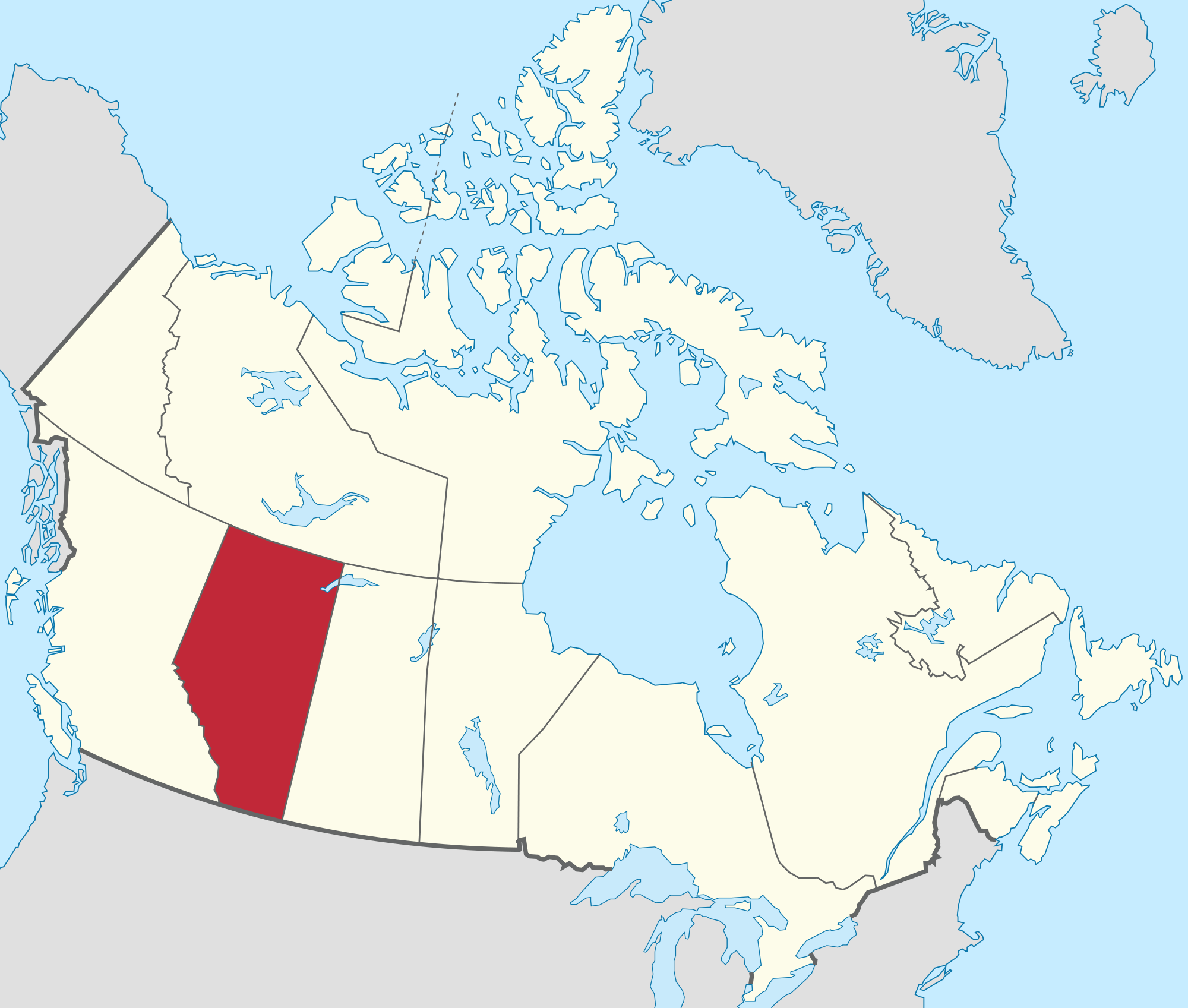 Alberta in Canada map