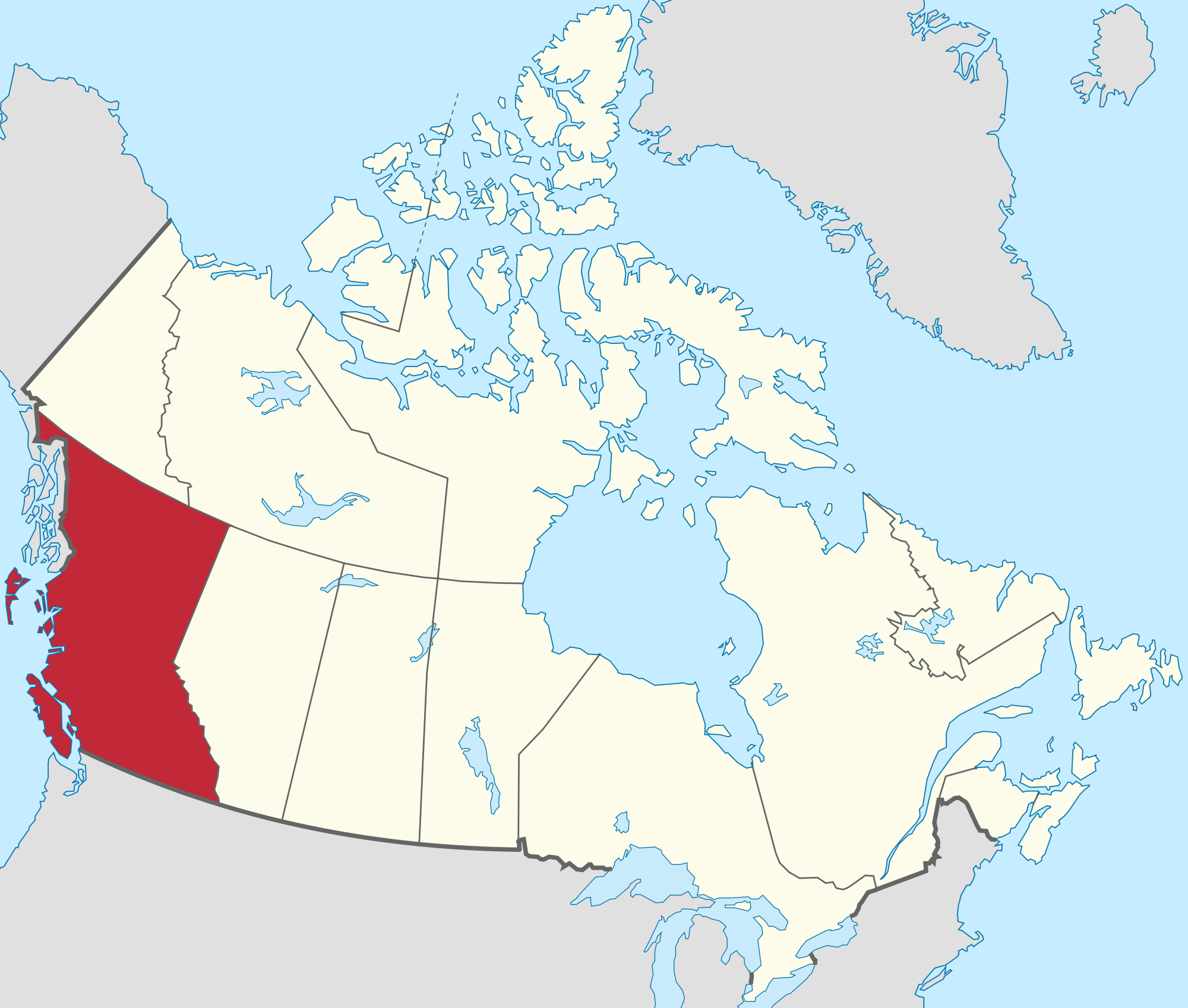 British Columbia Canada Province map