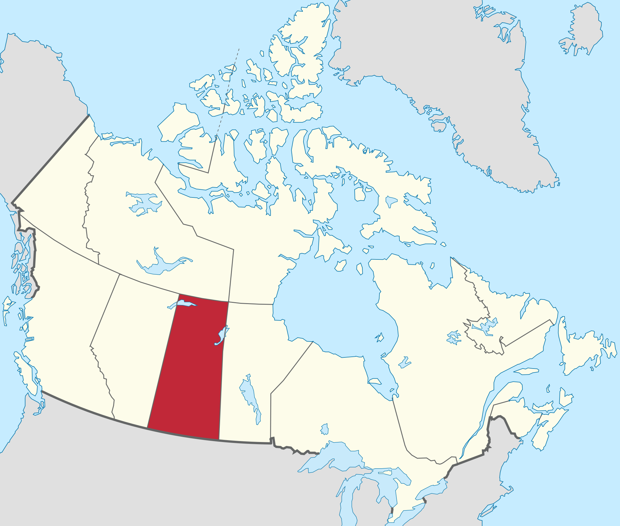 Saskatchewan in Canada map