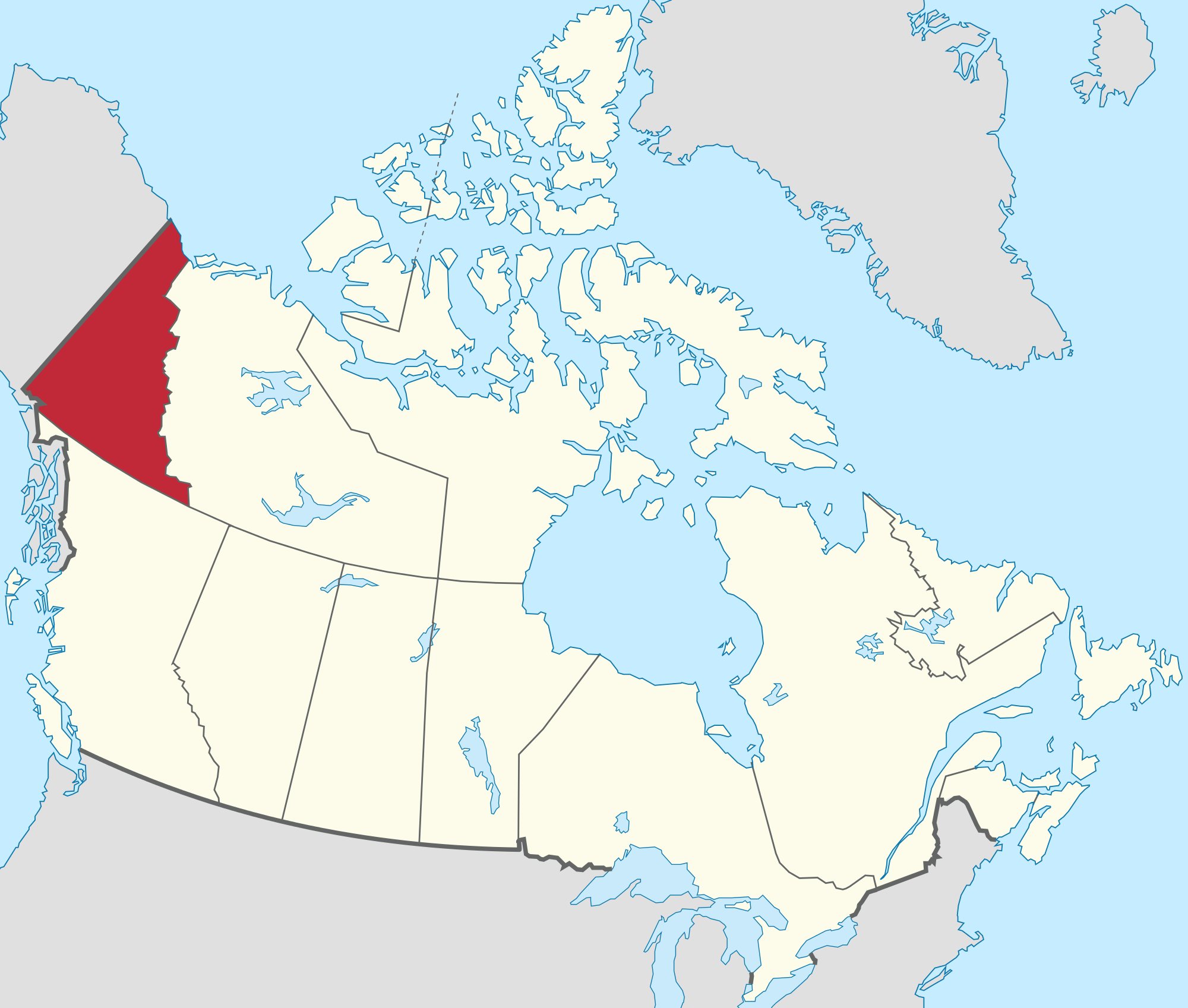 Yukon in Canada map